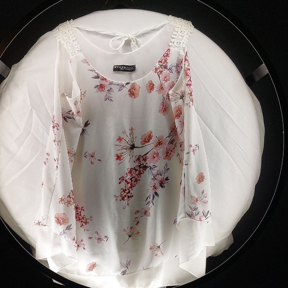 Little Lass Ruffled Blouse White and Pink
